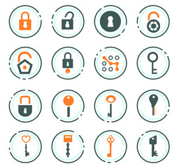 Fototapeta na wymiar Lock and Key icons set