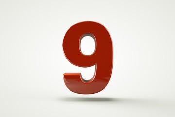 3D number with white background,number 9