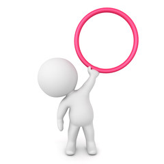 3D Character holding up a red circle hoop