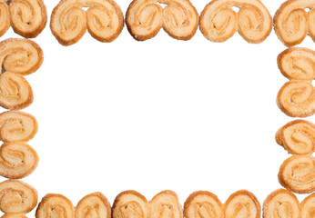tasty rectangular frame of cookies Palmier