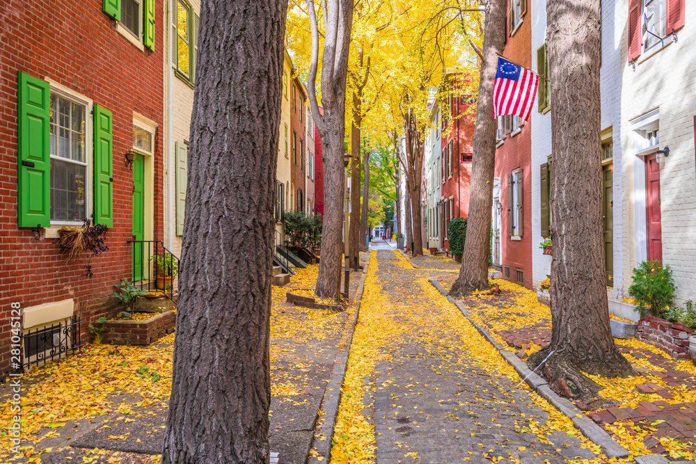 Wall mural Philadelphia, Pennsylvania, USA Autumn Neighborhood Streets