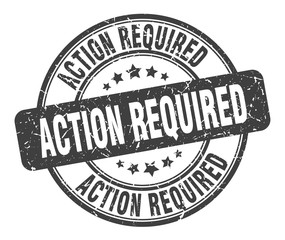 action required stamp. action required round grunge sign. action required