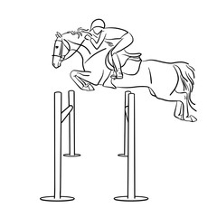 Rider and horse jump over obstacle