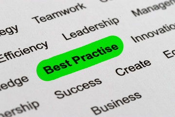 Obraz premium Best Practise - Project Management Buzzwords, Printed on White Paper and Highlighted