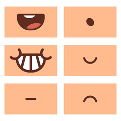 Mouth emotion card vector cartoon set isolated on a white background.