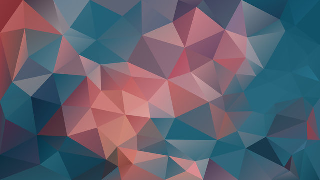 vector abstract irregular polygon background - triangle low poly pattern - teal blue and coral pink orange color