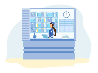 Lady Receptionist at Medical Clinic Illustration