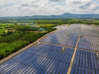 Aerial view of solar power plants.