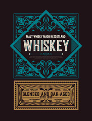 Old  label design for Whiskey and Wine label, Restaurant banner, Beer label. Vector illustration