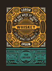 Old  label design for Whiskey and Wine label, Restaurant banner, Beer label. Vector illustration