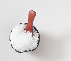Large white sea salt in a bowl