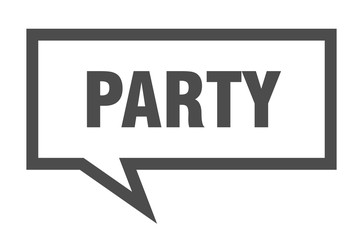 party sign. party square speech bubble. party
