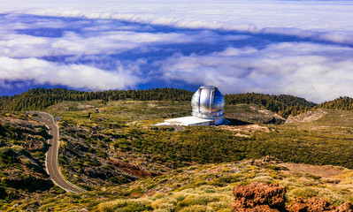 Biggest observatory in Europe Roque de los Muchachos - La palma, Canary islands. popular tourist...