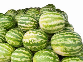 Lots of ripe watermelons.  Isolate on white background.