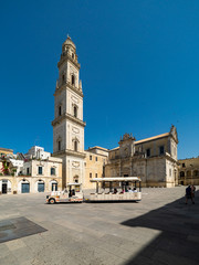 Fototapeta na wymiar Lecce Cathedral, Piazza del Duomo, Campanile, Lecce, Apulia, Italy, June 2019