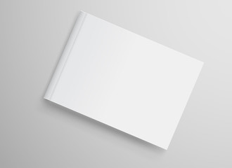Realistic White Book Mock Up Template Background. Blank Cover Of Magazine. Vector Illustration.