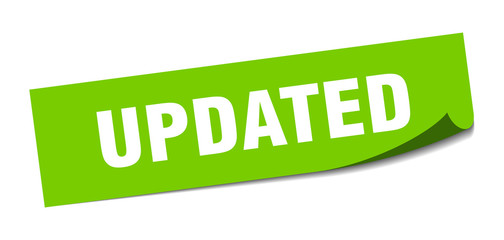 updated sticker. updated square isolated sign. updated