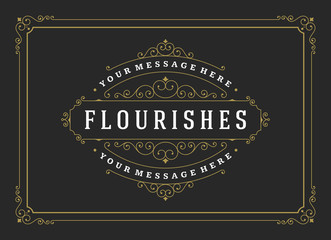 Vintage ornament greeting card calligraphic ornate swirls and vignettes design vector template.