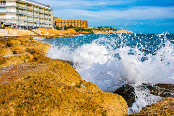 Beautiful coast of Salou in Spain. Resort Spain. Coast of the Mediterranean.