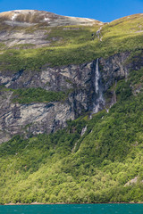 Geiranger fjord, Beautiful Nature Norway. 15-kilometre 9.3 mi long branch off of the Sunnylvsfjorden, which is a branch off of the Storfjorden Great Fjord .