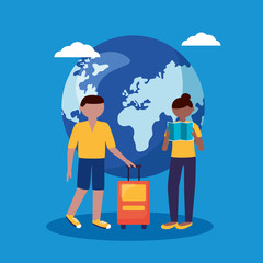 people and travel flat design