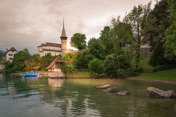 Castle church of the Holy Kolumban at the Lake Thun in Spiez