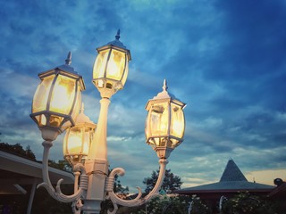 street lamp on background of blue sky