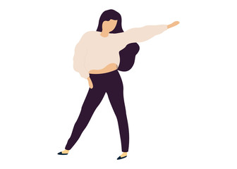 Dancing woman flat illustration. Isolated dancing woman illustration - Vector