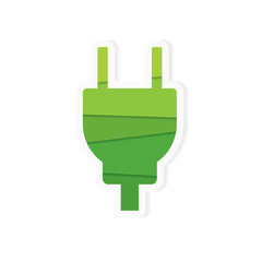 Obraz premium green, eco electric plug icon- vector illustration