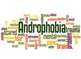 Androphobia fear of men word cloud concept 2