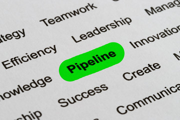 Obraz premium Pipeline - Business Buzzwords, printed on white paper and highlighted