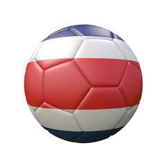 Soccer ball in flag colors isolated on white background. Costa Rica. 3D image