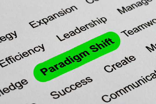 Paradigm Shift - Business Buzzwords, printed on white paper and highlighted