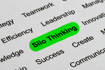 Fototapeta premium Silo Thinking - Business Buzzwords, printed on white paper and highlighted