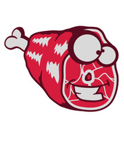 comic cartoon fleisch gesicht augen mund lustig haxe eisbein schenkel essen grillen räucher schinken wurst bbq koch kochen grill party knochen lecker hunger vegan vegetarisch fressen schwein rind