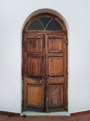 old wooden door with glass windows