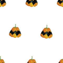 pattern with watercolor pumpkins. Halloween decor. Autumn design. Stylish vegetables