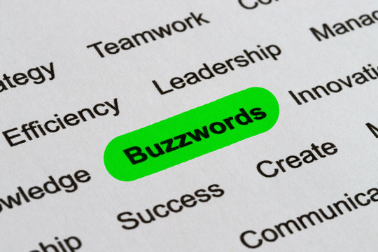 Business Buzzwords, Printed On White Paper And Highlighted