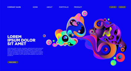 Fototapeta na wymiar Website Landing Page Background with Abstract Colorful Fluid Modern Style