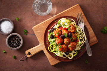 keto paleo zoodles zucchini noodles with meatballs and olives