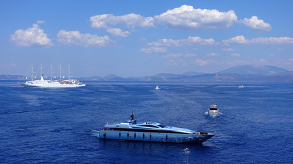 Photo from picturesque port and village of Hydra island, Saronic gulf, Greece