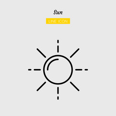line icon symbol, weather forecast, daytime, climate, sunny, Isolated flat outline vector design