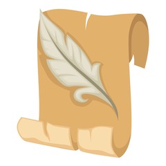 Feather and parchment vintage blank document and paper scroll