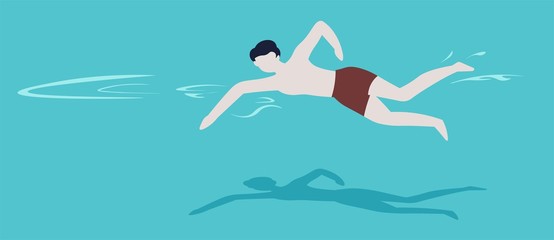 Swimming pool swimmer in trunks summer outdoor activity