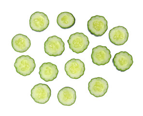 cucumber slices on white background