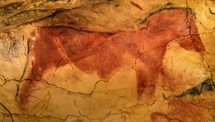 The ocher horse of the Altamira cave