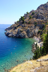 Photo from picturesque port and village of Hydra island, Saronic gulf, Greece