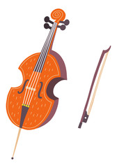 Obraz na płótnie Canvas Flat vector illustration of a cello. Warm colors