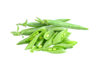 Green peas on white background