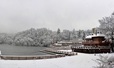 Lake Ursu from the Sovata resort in winter